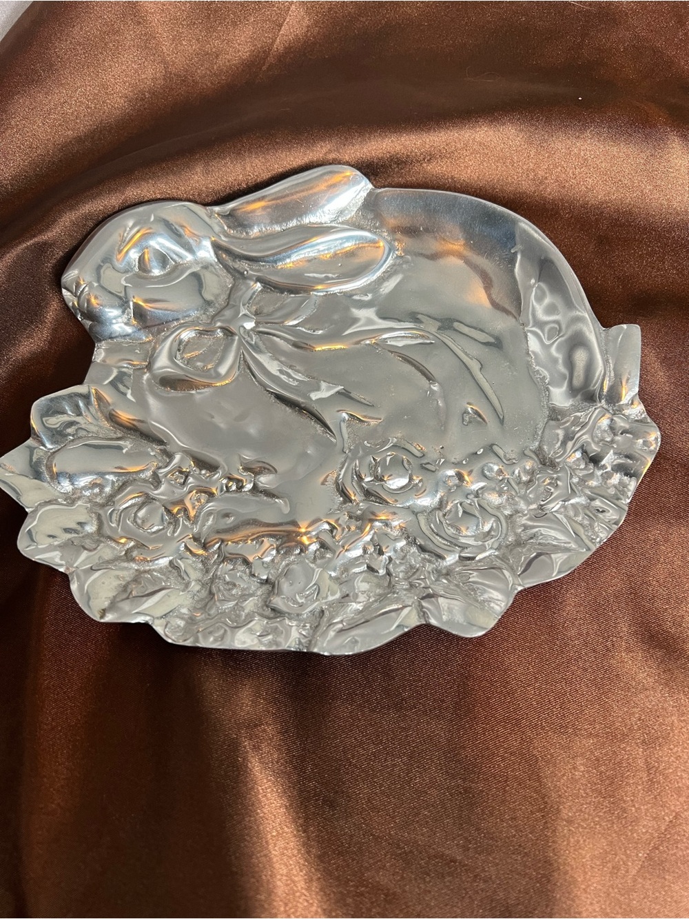 Vintage Sheridan Imports Mexican Pewter Bunny Serving Tray